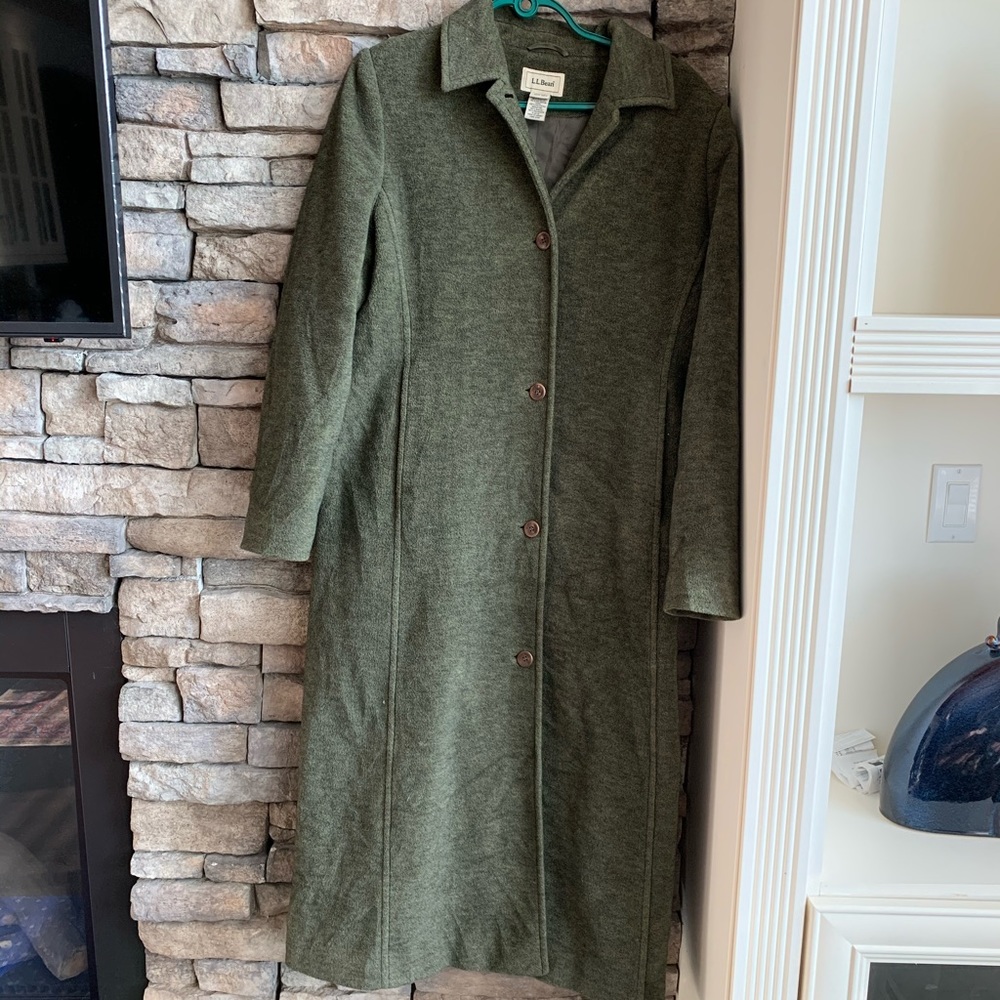 L. L bean | Sage wool blend duster coat